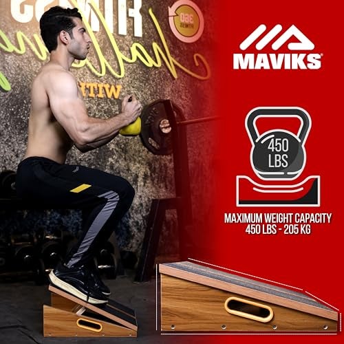 MAVIKS Professional Adjustable Calf Stretcher Slant Board for Squats for Ankle and Achilles Stretching, Posture Wooden Slant Board for Calf Stretching, Squat Wedge for Physical therapy & Exercise - Image 2