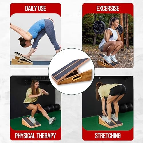 MAVIKS Professional Adjustable Calf Stretcher Slant Board for Squats for Ankle and Achilles Stretching, Posture Wooden Slant Board for Calf Stretching, Squat Wedge for Physical therapy & Exercise - Image 5