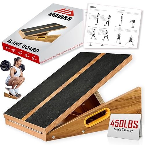 MAVIKS Professional Adjustable Calf Stretcher Slant Board for Squats for Ankle and Achilles Stretching, Posture Wooden Slant Board for Calf Stretching, Squat Wedge for Physical therapy & Exercise - Image 1