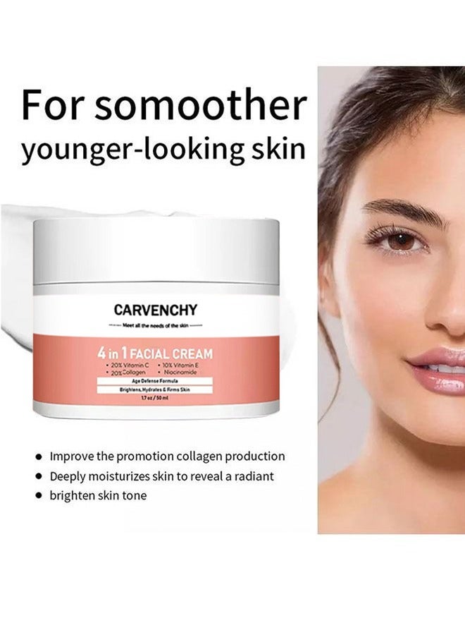 CARVENCHY 4 in 1 Facial Cream 50ml,High Moisturizing Strong Super Face Cream, Age Defense Formula Brightens, Hydrales & Firms Skin - Image 4