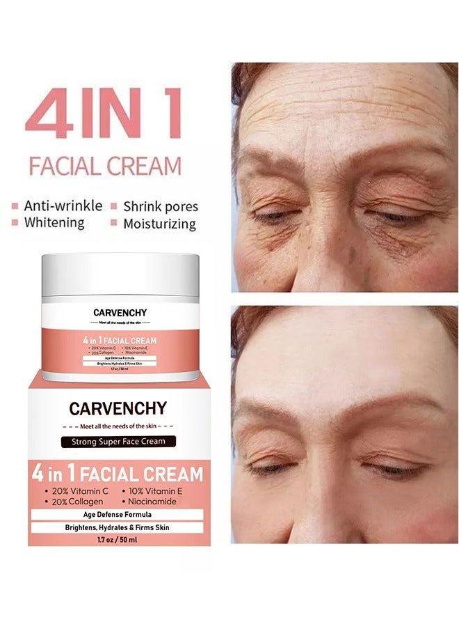 CARVENCHY 4 in 1 Facial Cream 50ml,High Moisturizing Strong Super Face Cream, Age Defense Formula Brightens, Hydrales & Firms Skin - Image 1