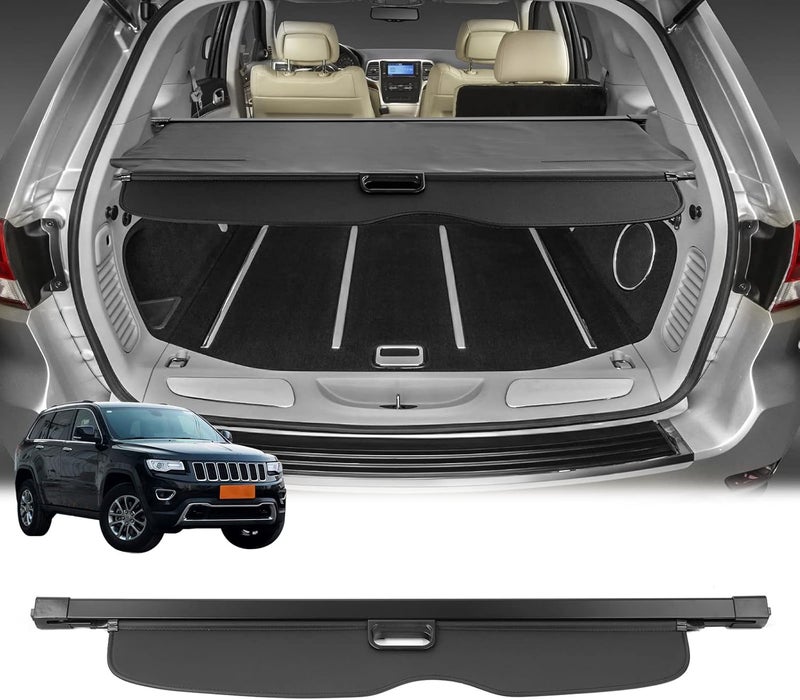 AUXMART Retractable Cargo Cover Security Shade for Jeep Grand Cherokee 2011-2016 - Black - Image 1