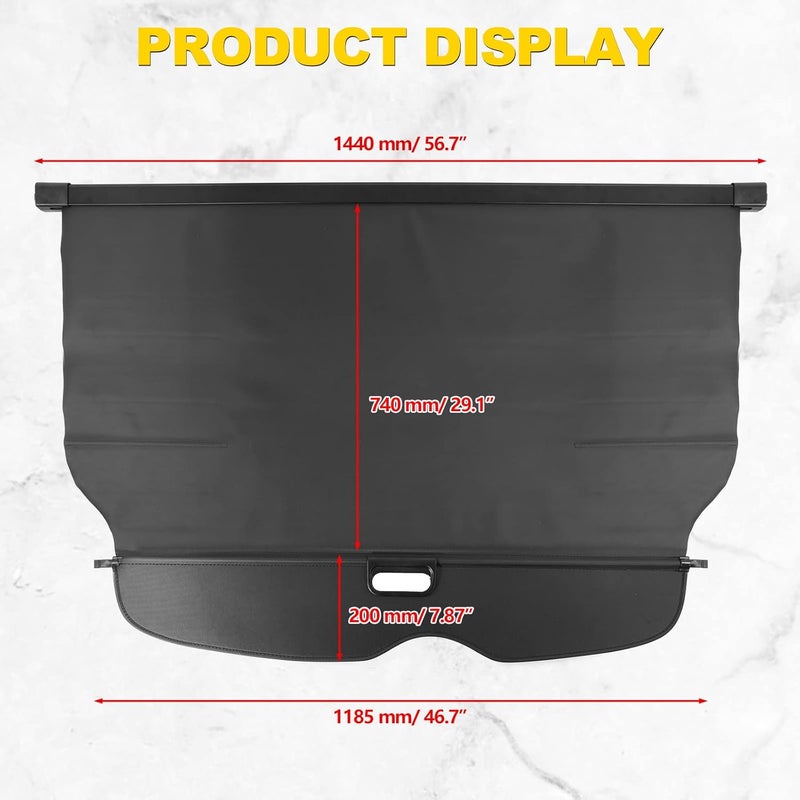 AUXMART Retractable Cargo Cover Security Shade for Jeep Grand Cherokee 2011-2016 - Black - Image 5