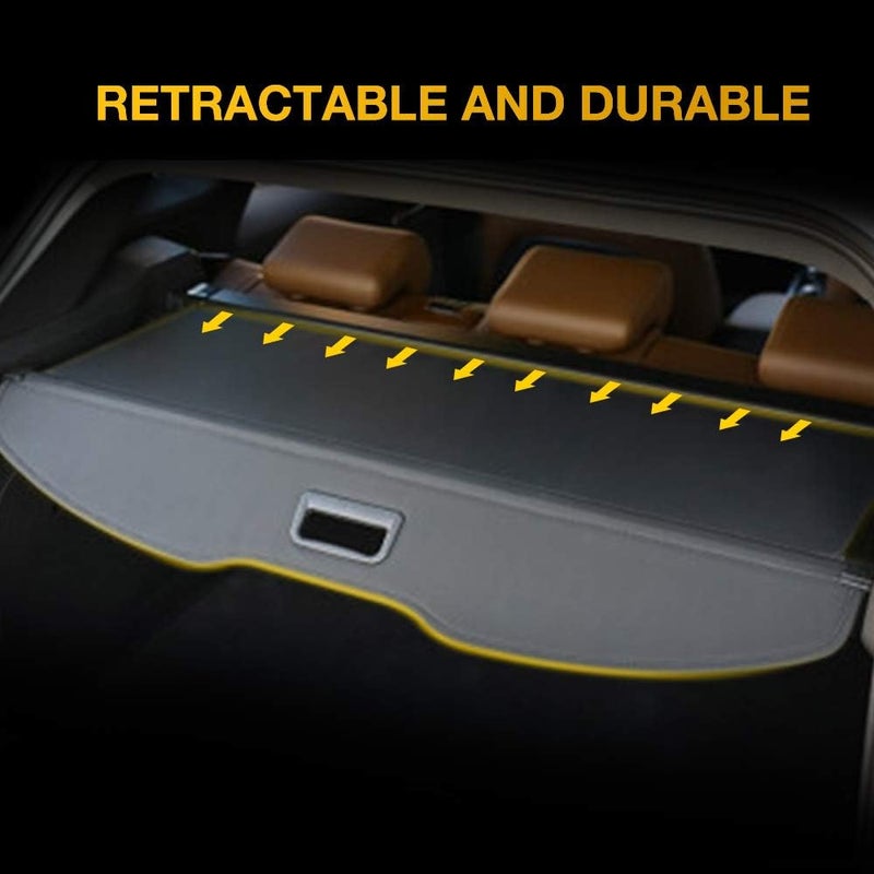 AUXMART Retractable Cargo Cover Security Shade for Jeep Grand Cherokee 2011-2016 - Black - Image 3