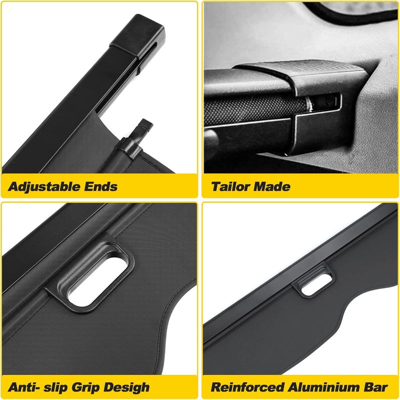 AUXMART Retractable Cargo Cover Security Shade for Jeep Grand Cherokee 2011-2016 - Black - Image 4