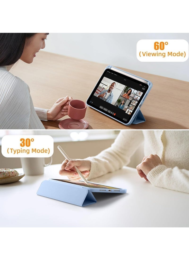 MUNTAQI iPad Mini 7 Case 2024 (A17 Pro) for 7th/6th Generation 8.3 Inch iPad | Slim Trifold Stand Cover with Soft TPU Back | Auto Sleep/Wake Feature | Integrated Pencil Holder | Sky Blue Protective Case for iPad Mini 2024/2021 - Image 4