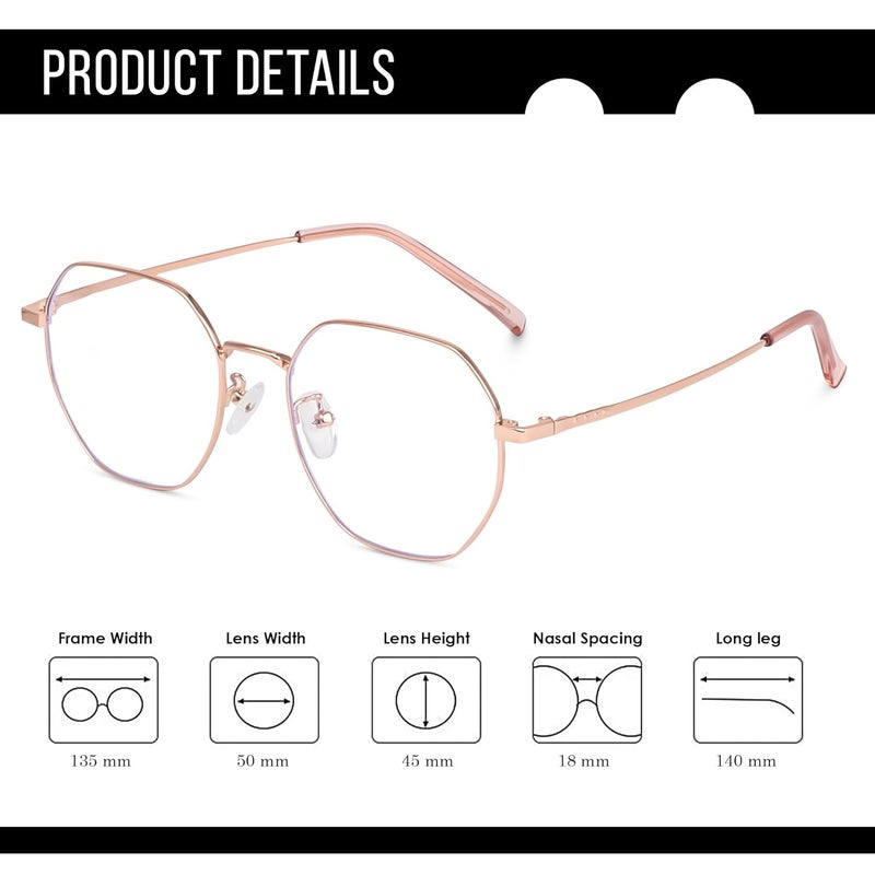 Dervin Zero Power Computer Bluelight Blocking Glasses For Men and Women | Blue Cut Computer Glasses | Full Rim Hexagon Shape Glasses | Anti Glare, Lightweight & Blocks Harmful Rays - Image 5