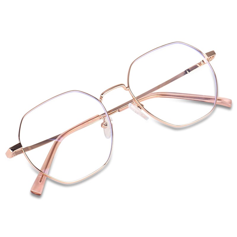Dervin Zero Power Computer Bluelight Blocking Glasses For Men and Women | Blue Cut Computer Glasses | Full Rim Hexagon Shape Glasses | Anti Glare, Lightweight & Blocks Harmful Rays - Image 3