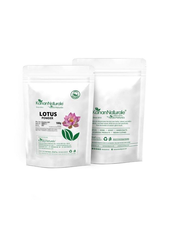Kerala Naturals Lotus Powder (Nelumbo Nucifera) 100Gm For Face Skin And Hair Fairer Complexion Radiance & Glow Natural Conditioner For Hair - Image 3