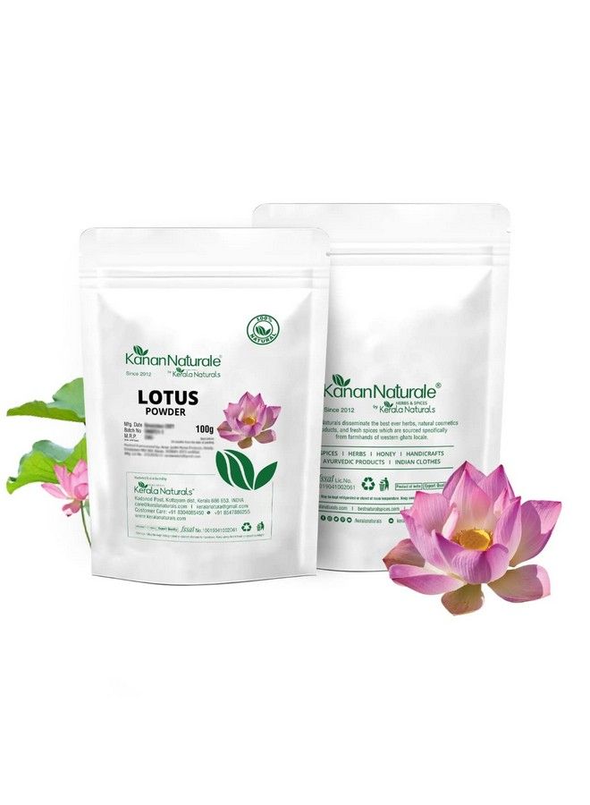 Kerala Naturals Lotus Powder (Nelumbo Nucifera) 100Gm For Face Skin And Hair Fairer Complexion Radiance & Glow Natural Conditioner For Hair - Image 4