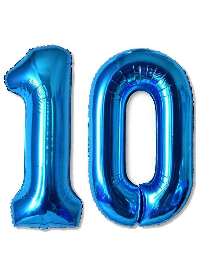 EMAAN EMAAN 42 inch Blue Jumbo 10 Number Balloons Big Foil Mylar Balloons for 10th Birthday Party Decorations and Anniversary Events Decorations - Image 1