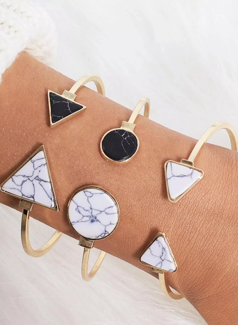 Triangle & Round Cuff Bracelet 3pcs  - Image 2