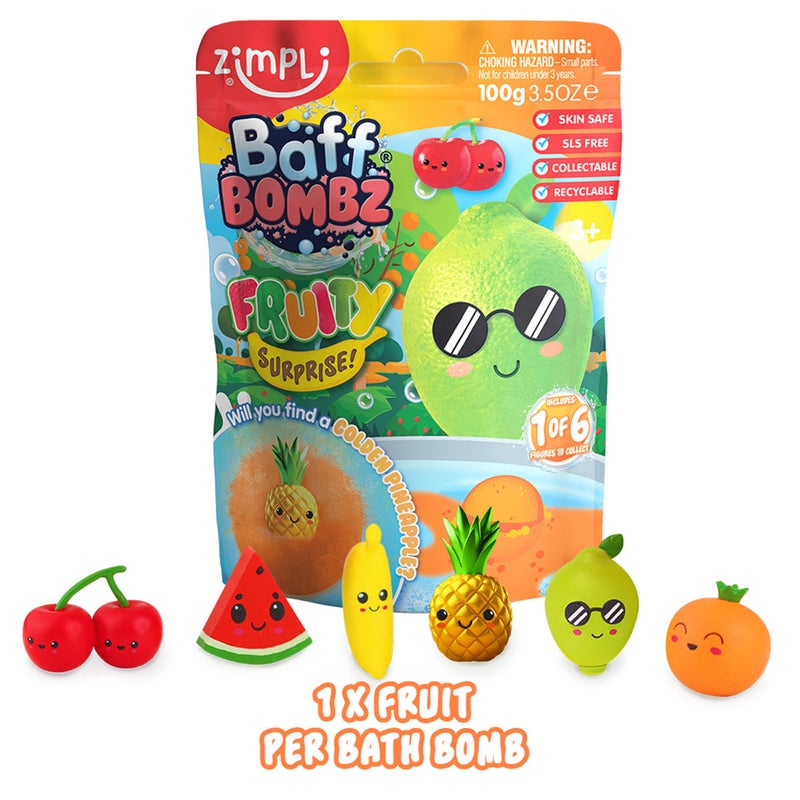 Zimpli Kids Baff Bombz Fruity Surprise Bath Bomb (100g, Assorted) - Image 2