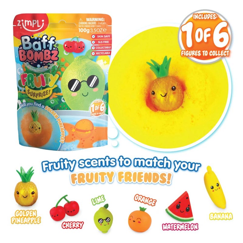 Zimpli Kids Baff Bombz Fruity Surprise Bath Bomb (100g, Assorted) - Image 4