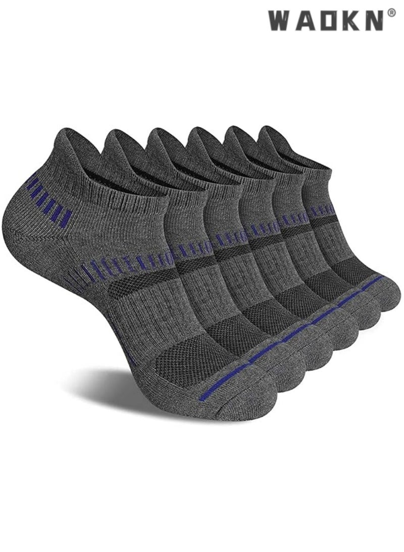 دبليو أيه أو كي أن الرجال الراحة الرياضية انخفاض الجانب تنفس التخزين المؤقت الجوارب ، رمادي 6 أزواج ، مصممة خصيصا عشاق الرياضة انخفاض التسمية الجوارب - Image 1