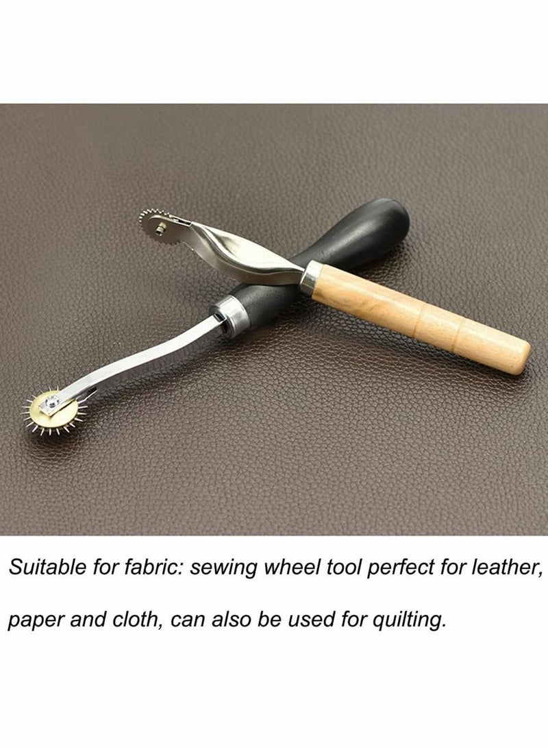Y&D 2 Pcs Leather Needle Point Tracing Wheel with Wooden Handle Cloth Sewing Overstitch Tool for Crafts 4mm and 2mm - Image 4