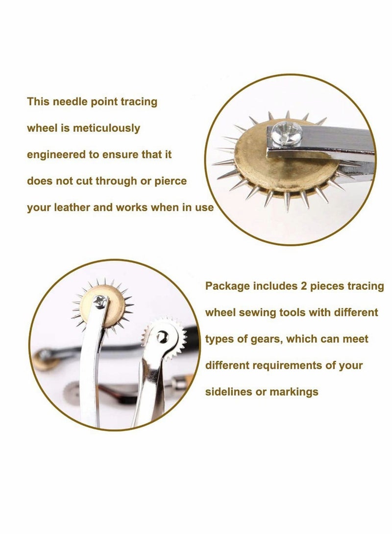 Y&D 2 Pcs Leather Needle Point Tracing Wheel with Wooden Handle Cloth Sewing Overstitch Tool for Crafts 4mm and 2mm - Image 3