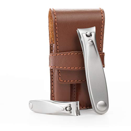 GERMANIKURE Nail Clippers Set in Brown Leather Case Ethically Made in Solingen Germany FINOX Stainless Steel Tools Professional Quality Manicure Pedicure Kit - Image 2