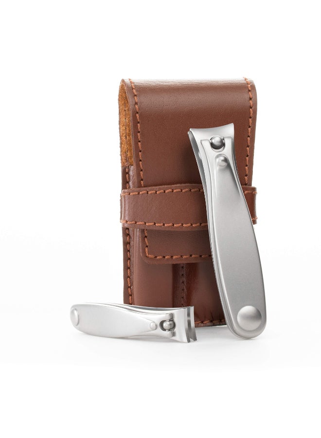 GERMANIKURE Nail Clippers Set in Brown Leather Case Ethically Made in Solingen Germany FINOX Stainless Steel Tools Professional Quality Manicure Pedicure Kit - Image 3