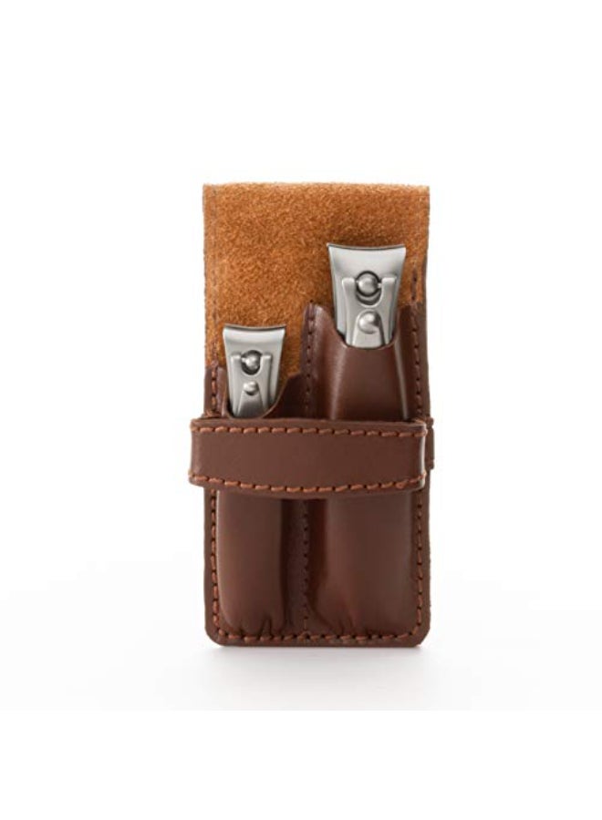 GERMANIKURE Nail Clippers Set in Brown Leather Case Ethically Made in Solingen Germany FINOX Stainless Steel Tools Professional Quality Manicure Pedicure Kit - Image 4