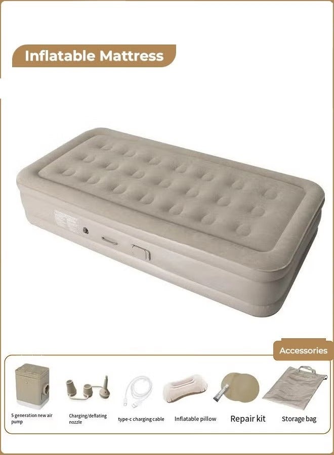 TIGER Portable Inflatable Air Mattress with Built-in Electric Pump – Water-Resistant Sleeping Pad with Fast Self-Inflation & Deflation, Ideal for Home, Guests, Camping, Travel, and Outdoor Use – Comfortable and Durable  - Image 1
