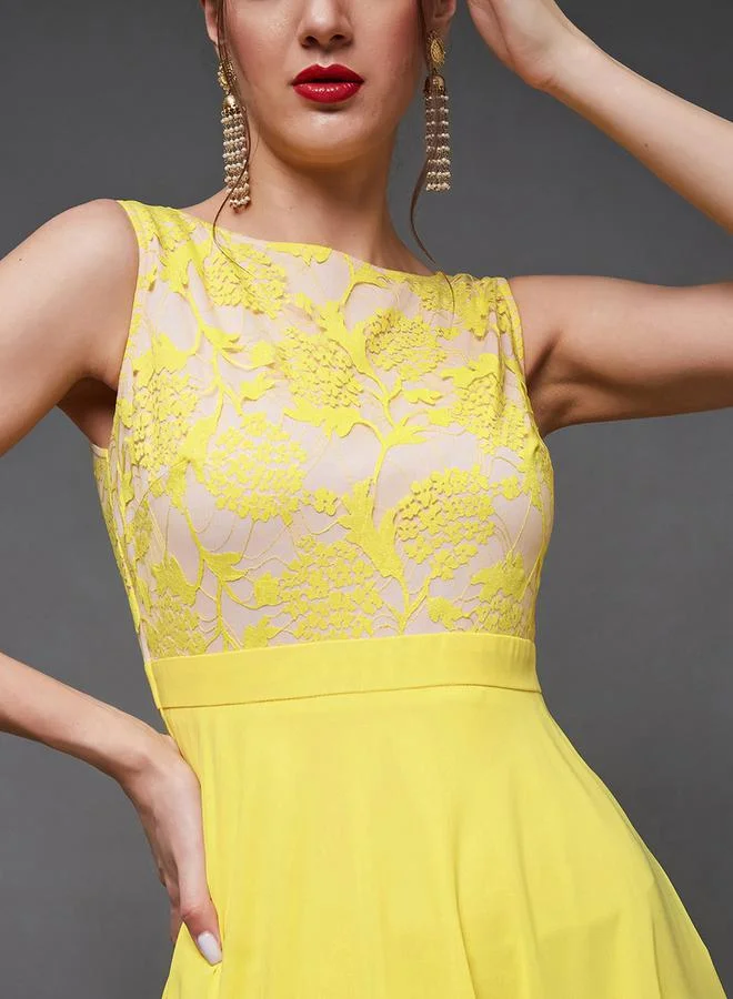Miss Chase Yellow Chiffon Dress