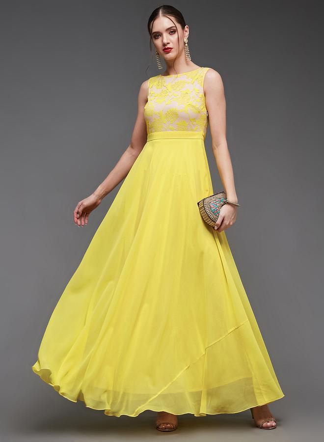 Miss Chase Yellow Chiffon Dress - Image 1