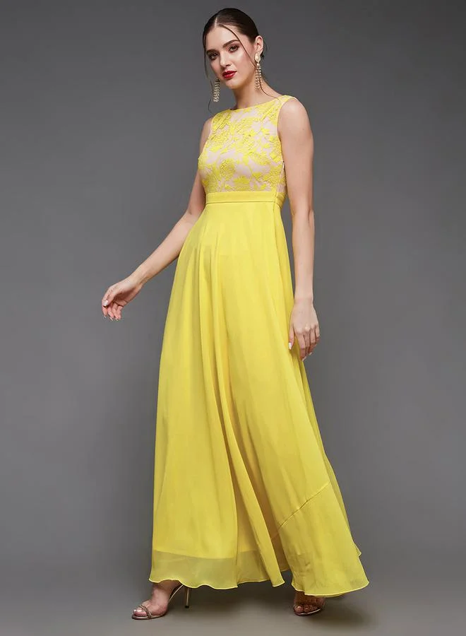 Miss Chase Yellow Chiffon Dress