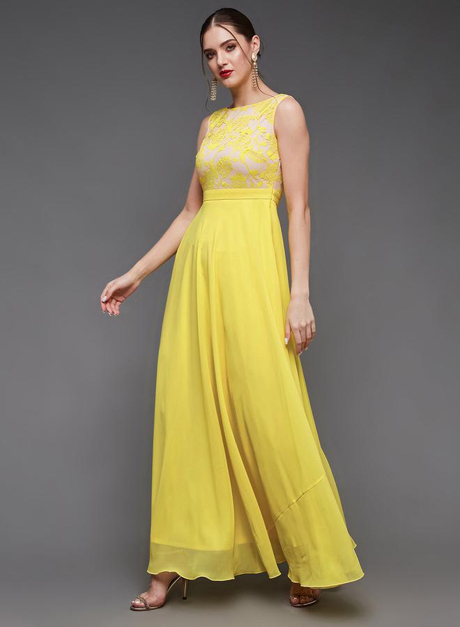 Miss Chase Yellow Chiffon Dress - Image 3