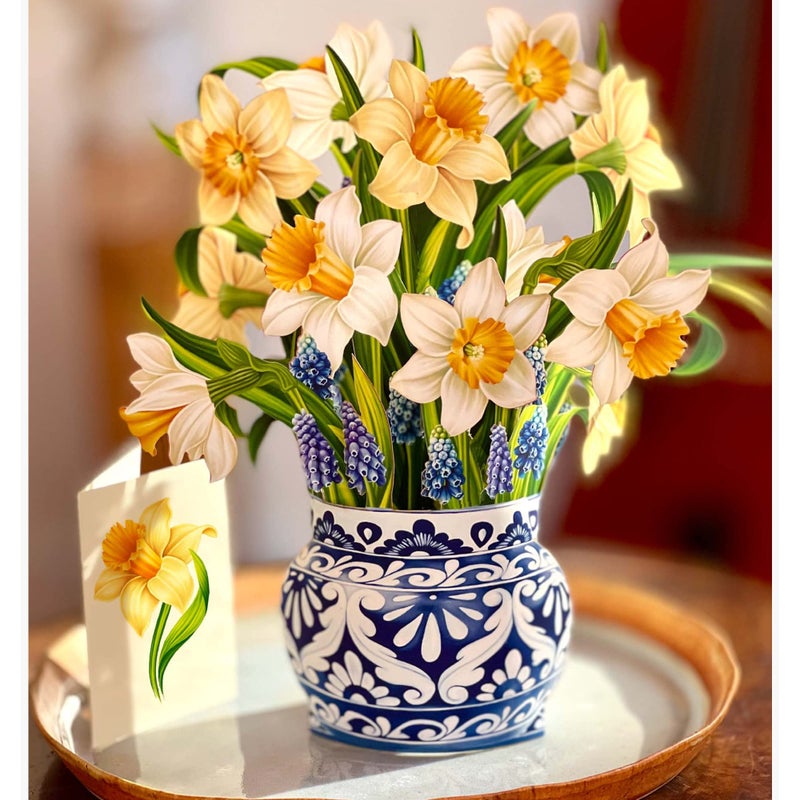Freshcut Paper Pop Up Cards, Paper Flower Bouquet 3D Popup Greeting Cards with Note Card & Envelope, Birthday Card, Anniversary Card, Get Well Gifts for Women, 12" English Daffodils - Image 2