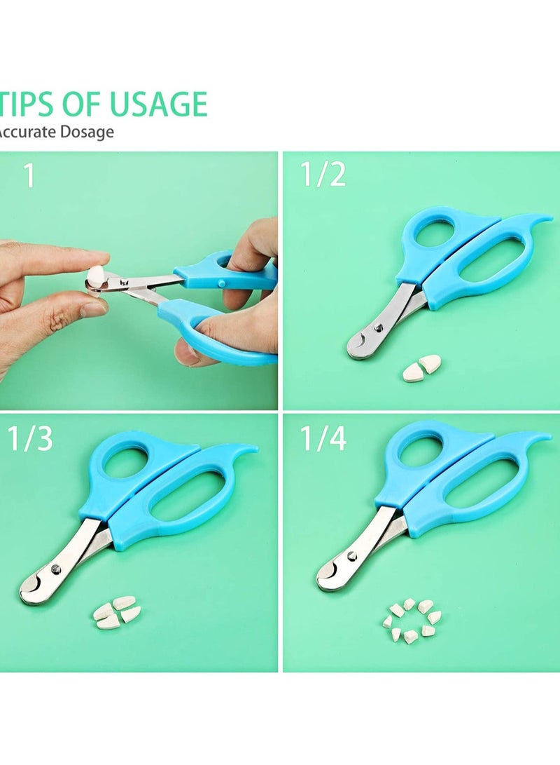 Suntown 2 Pieces Splitter Scissors Cutter with Stainless Steel Blade and Ergonomic Handle Crusher Travel Medicine Box - Image 2