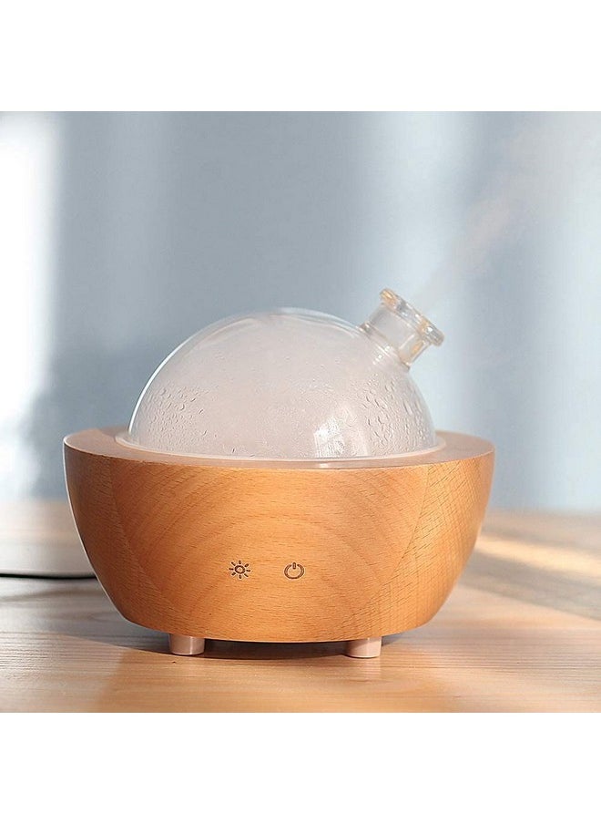 Glass Aromatherapy Essential Oil Diffuser 200Ml Natural Wood Base Desktop Ultrasonic Aroma Diffuse Essential Oil Humidifierled Light Available In 7 Colors Suitable For Home Office Bedroom