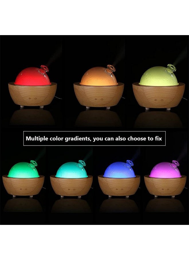 Glass Aromatherapy Essential Oil Diffuser 200Ml Natural Wood Base Desktop Ultrasonic Aroma Diffuse Essential Oil Humidifierled Light Available In 7 Colors Suitable For Home Office Bedroom