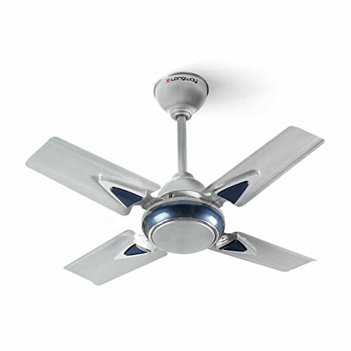 LONGWAY Starlite-1 P1 600 mm/24 inch Ultra High Speed 4 Blade Anti-Dust Decorative Ceiling Fan (Silver Blue, Pack of 1) - Image 1