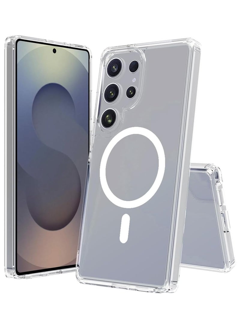 بيتشو حافظة سامسونج جالاكسي S25 فائقة الوضوح، غطاء مغناطيسي متوافق مع MagSafe، مصد خلفي صلب نحيف مقاوم للصدمات، يدعم الشحن اللاسلكي (شفاف) - Image 1
