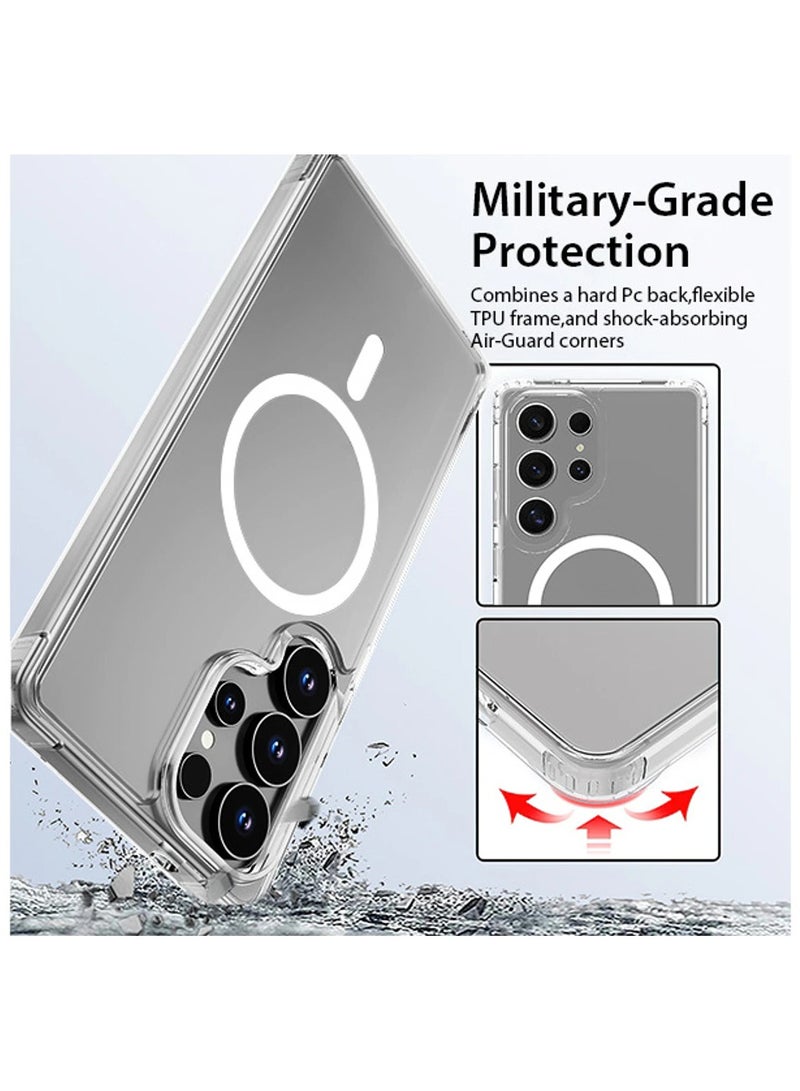 بيتشو حافظة سامسونج جالاكسي S25 فائقة الوضوح، غطاء مغناطيسي متوافق مع MagSafe، مصد خلفي صلب نحيف مقاوم للصدمات، يدعم الشحن اللاسلكي (شفاف) - Image 3