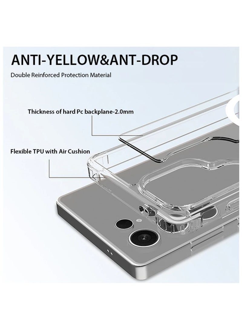 بيتشو حافظة سامسونج جالاكسي S25 فائقة الوضوح، غطاء مغناطيسي متوافق مع MagSafe، مصد خلفي صلب نحيف مقاوم للصدمات، يدعم الشحن اللاسلكي (شفاف) - Image 4