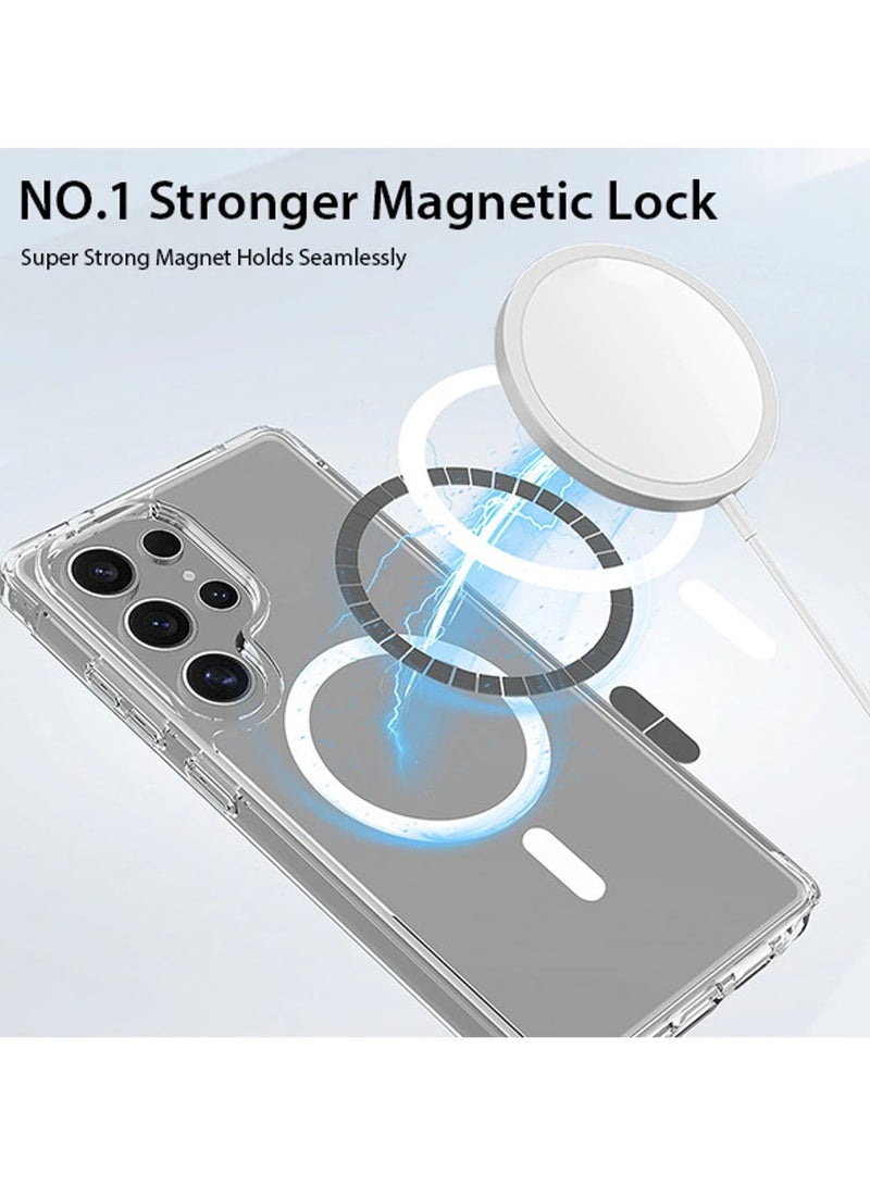 بيتشو حافظة سامسونج جالاكسي S25 فائقة الوضوح، غطاء مغناطيسي متوافق مع MagSafe، مصد خلفي صلب نحيف مقاوم للصدمات، يدعم الشحن اللاسلكي (شفاف) - Image 5