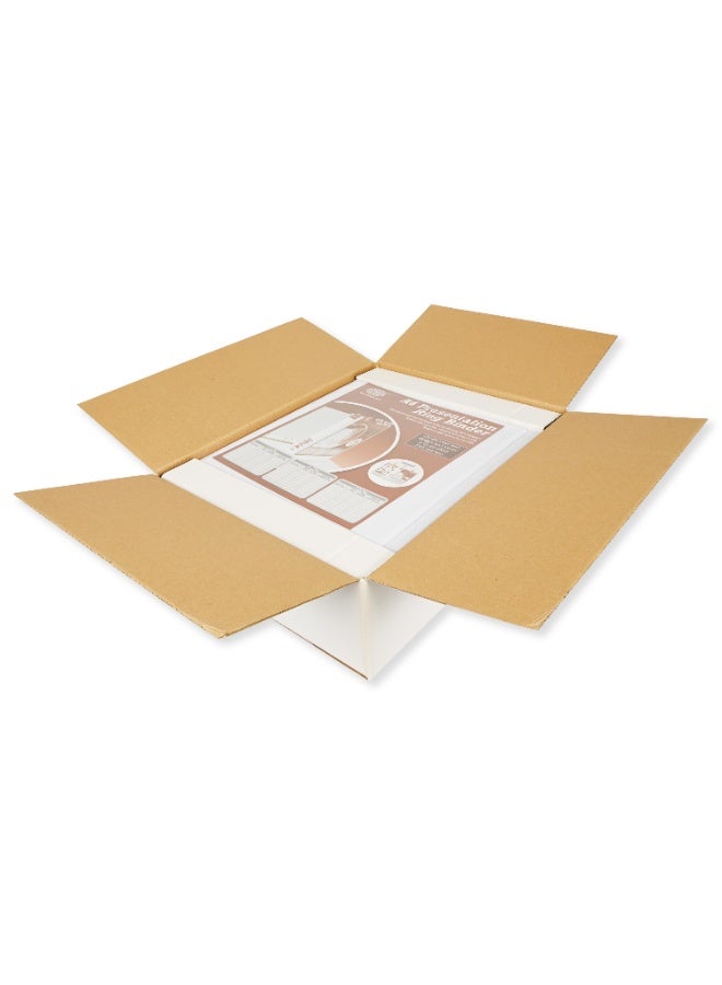 FIS Presentation Binder, A4 Size(210x297mm), 4[D]Ring Type, 75mm Ring Size, 4.50" Inches Spine with Clear PVC Pocket For Easy Insert Your Label Design, Packet of 2 Pieces, White Color-FSBD475DPB/2 - Image 2
