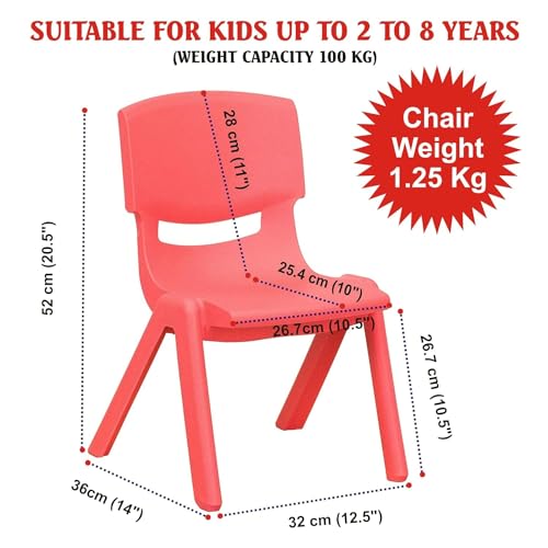 SIGNATRON Plastic Strong and Durable Kids Chair for Studying Dining Home Virgin Material Kids Chairs with Backrest for 2 to 5 Years | Sustain Upto 100 KG (Red) - Image 2