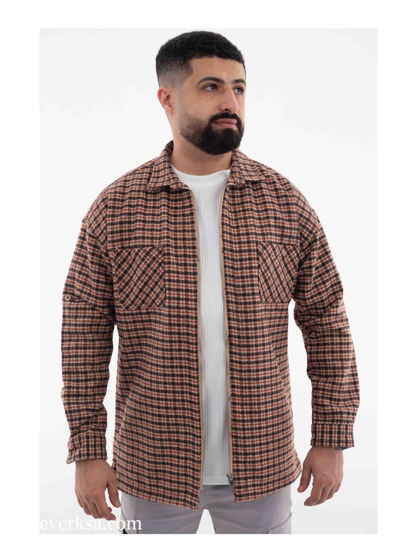 Everest Men's Brown Plaid Jacket  - Image 1