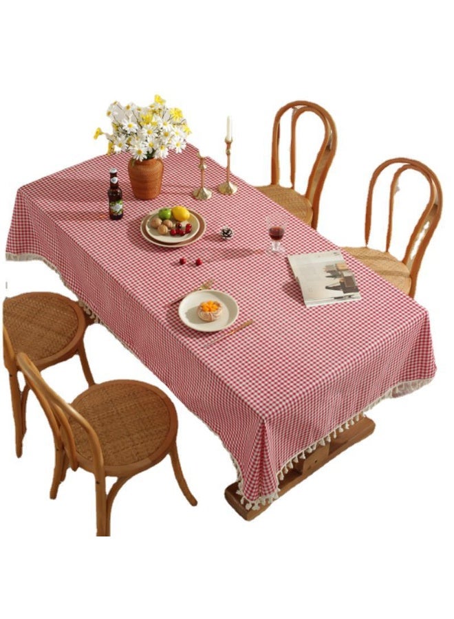 MIXDE Texture | Linen Piti Checkered Red Tablecloth, Gingham Picnic Cloth - Image 3