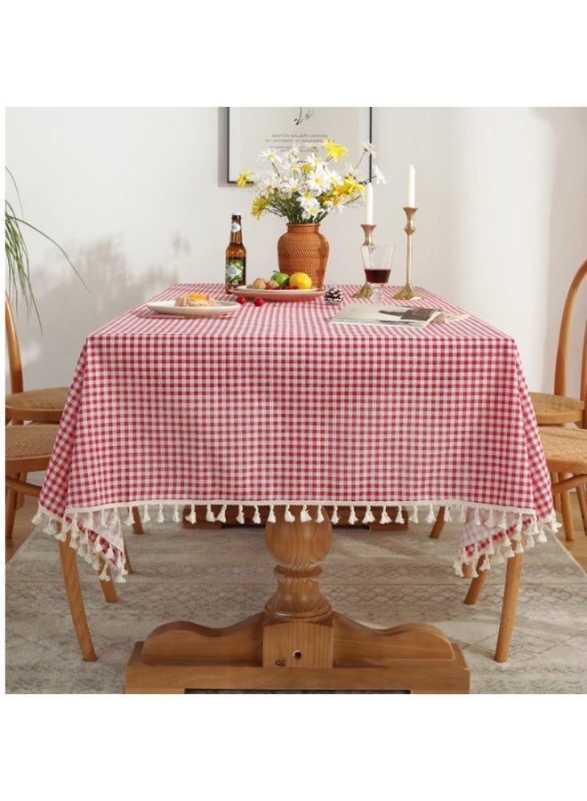 MIXDE Texture | Linen Piti Checkered Red Tablecloth, Gingham Picnic Cloth - Image 2