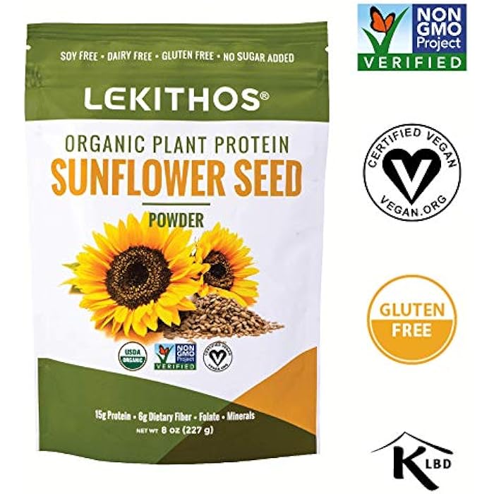 Lekithos Organic Sunflower Protein Sunflower - 8 oz - 15g Protein - Certified USDA Organic, Non-GMO Project Verified, No Added Sugars - Certified Vegan - Gluten Free - Image 4