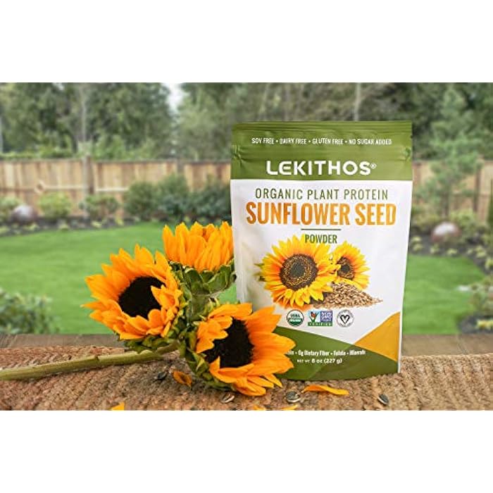 Lekithos Organic Sunflower Protein Sunflower - 8 oz - 15g Protein - Certified USDA Organic, Non-GMO Project Verified, No Added Sugars - Certified Vegan - Gluten Free - Image 3