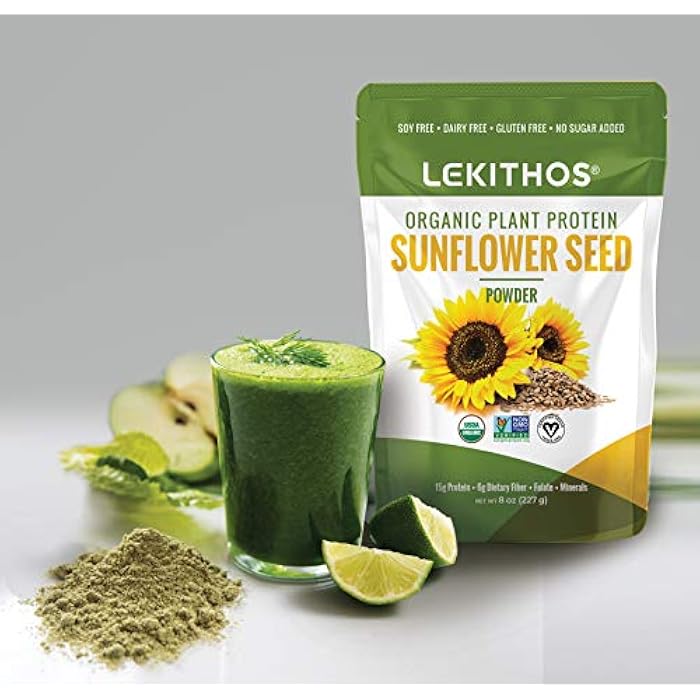 Lekithos Organic Sunflower Protein Sunflower - 8 oz - 15g Protein - Certified USDA Organic, Non-GMO Project Verified, No Added Sugars - Certified Vegan - Gluten Free - Image 5
