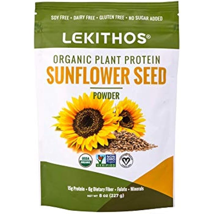 Lekithos Organic Sunflower Protein Sunflower - 8 oz - 15g Protein - Certified USDA Organic, Non-GMO Project Verified, No Added Sugars - Certified Vegan - Gluten Free - Image 1