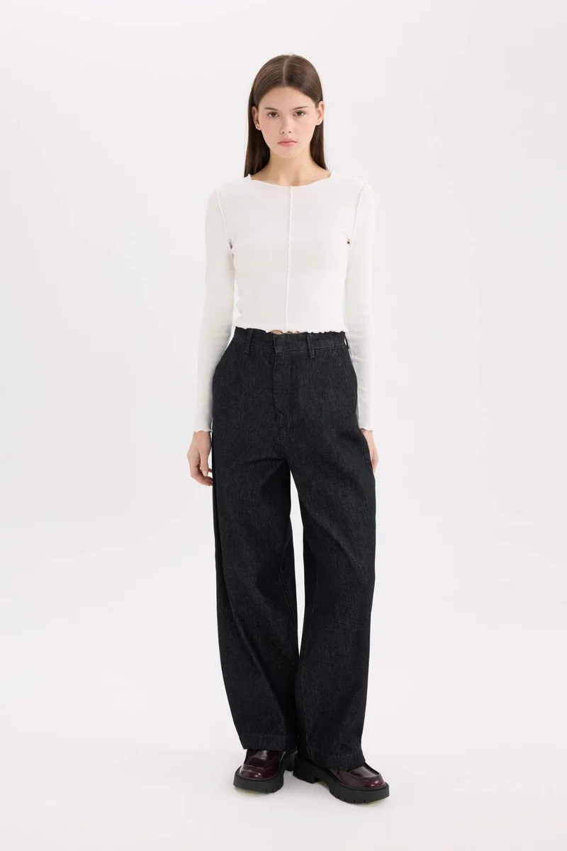 ديفاكتو Baggy Fit High Waist Long Jeans