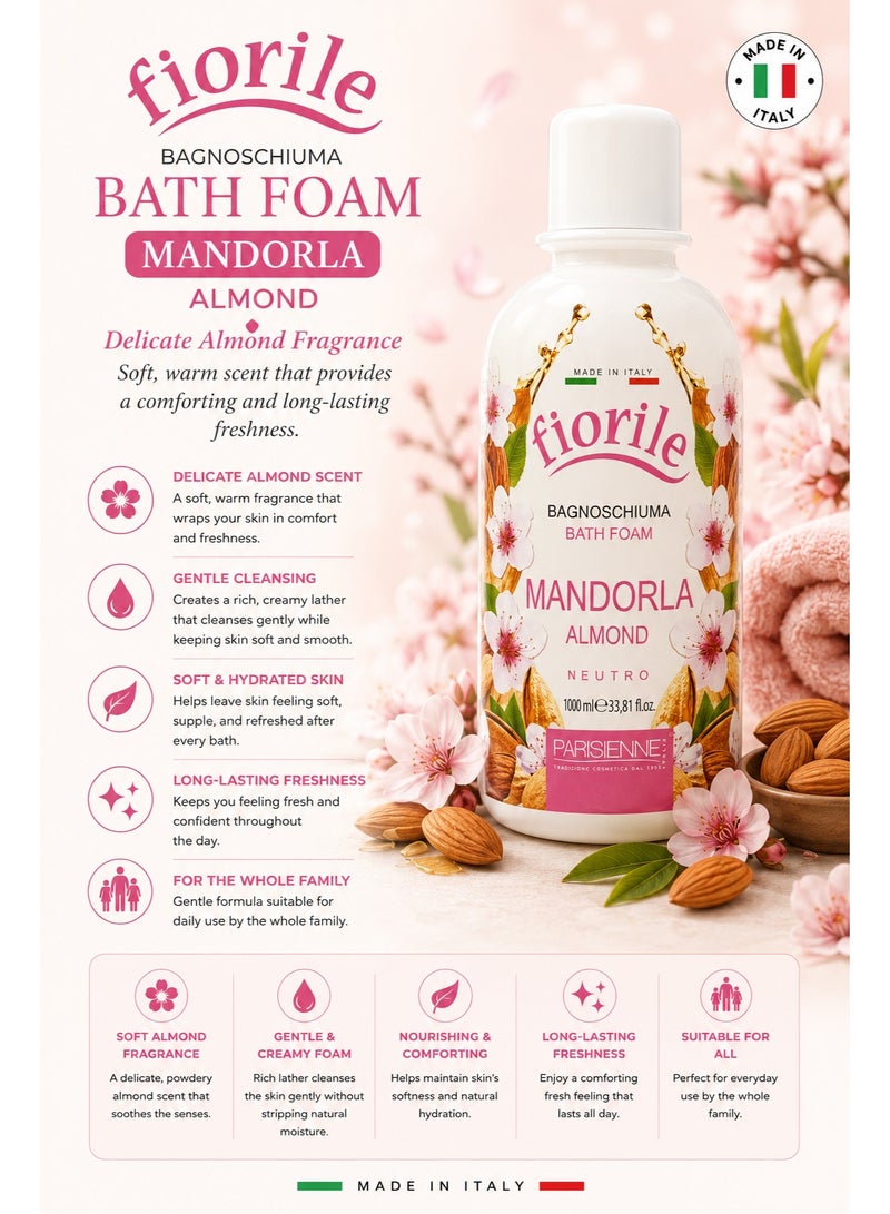 Fiorile Bath Foam Almond 1000ML | Nourishing & Moisturizing Bath Foam | Maintain Soft & Smooth Skin | Daily Use Body Cleanser - Image 3