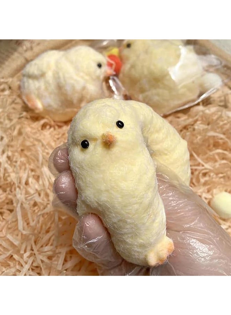 2Pcs Handmade Ultra-Soft Chick Squeeze Toy - Squishy Rubber Chicken Stress Relief, Perfect for Desk Decoration & Relaxation,Ideal for Students,Office Workers and Home Decor - Image 4